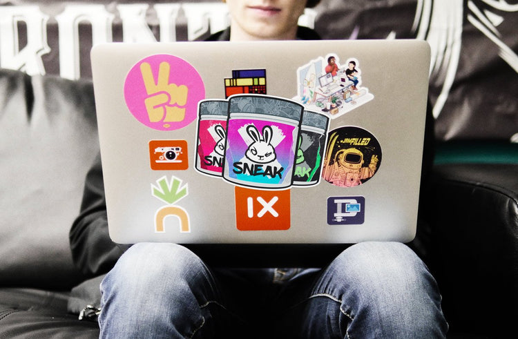 sneak stickers on laptop