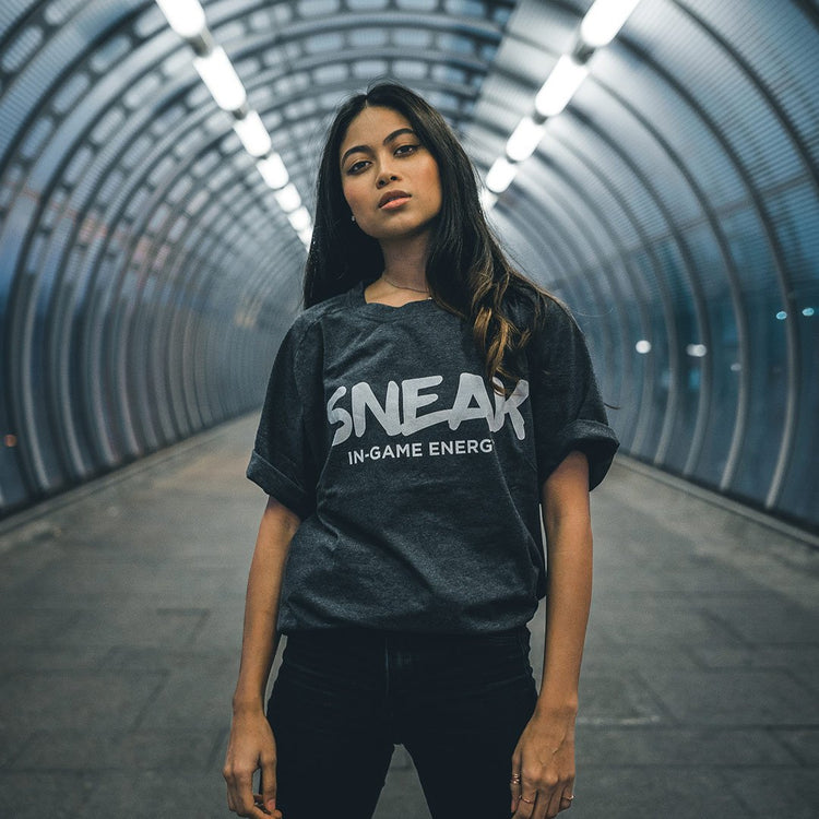 woman wearing gaming t-shirt